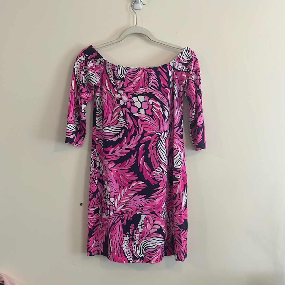 Lilly Pulitzer Laurana Off the Shoulder Dress Floral Tropical Pink Casual Resort